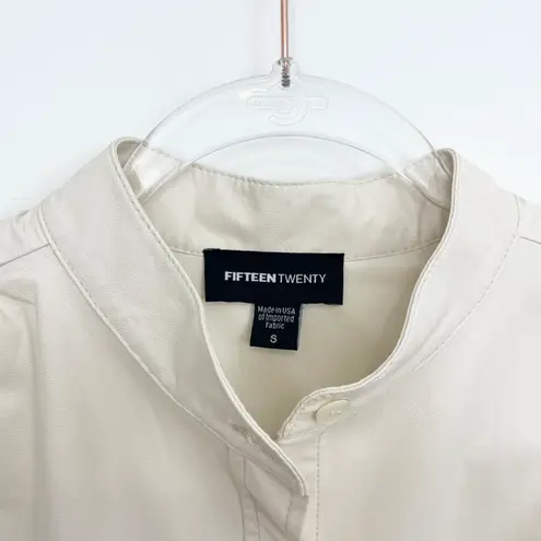 Fifteen Twenty Sienna Faux Leather Shirred Blouse Ivory