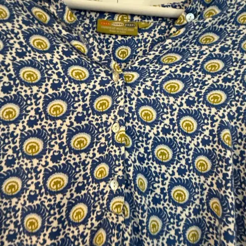 Rockflowerpaper blue block print geometric tunic blouse M Size M