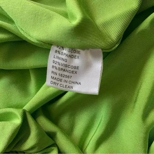 Atlein One Shoulder Ruched Dress Lime Green Size Small