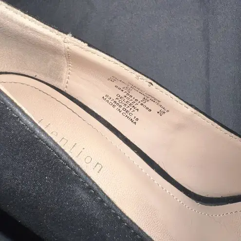 Attention  Black Peep Toe Suede Heels - Size 6