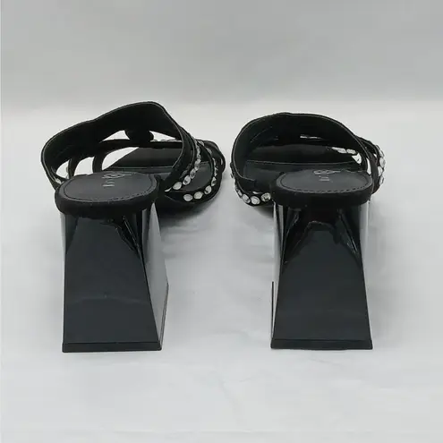 Katy Perry The Layla Sandals Womens 9.5M Black Rhinestones Block Heel Shoes