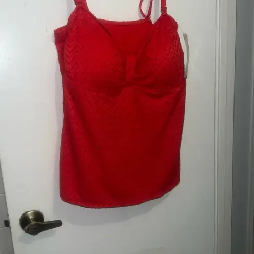 Catalina New 3X Orange Red Lace Crochet Swimsuit Tankini Top