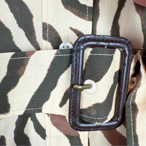 Untuckit for Her Elise Shirt Dress Stretch Cotton Safari Print Zebra Tan Size 6