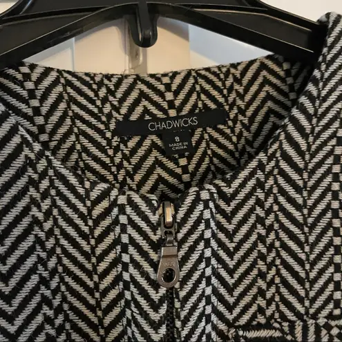 Chadwick's Chadwick’s Chevron Print Blazer Black Gray Fully Lined Jacket Size 8 Acadmia