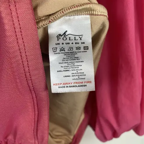 Oh Polly Oh‎ Polly Hot Pink Stretch Bodycon Long Sleeve Ruched Party Mini Dress Size 4