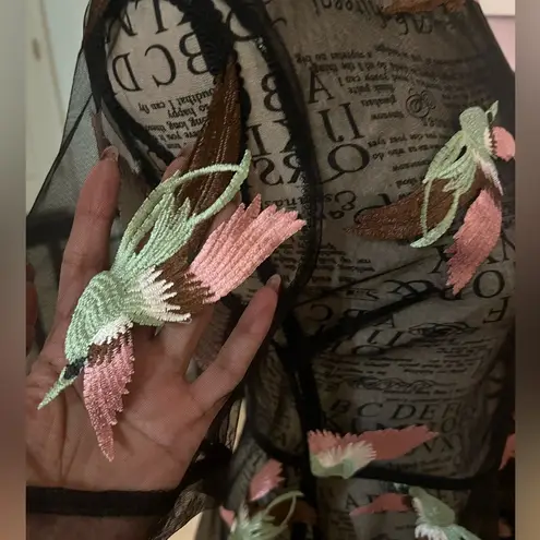Endless Rose  Large (S) Exquisite Birds Art-To-Wear Hi-Low Sheer Blouse Cover