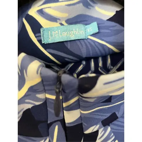 J. McLaughlin Duffy Sheath Dress Queen Palm Rattan Blue Print XS/ S