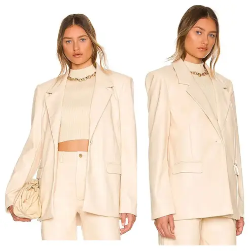 We Wore What Faux Leather Blazer Medium Cream Oversized Quiet Luxury Minimalist