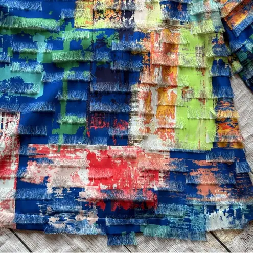 ALI MILES Lightweight Jacket Fringe Colorful Blue Green Pink Size Petite Small