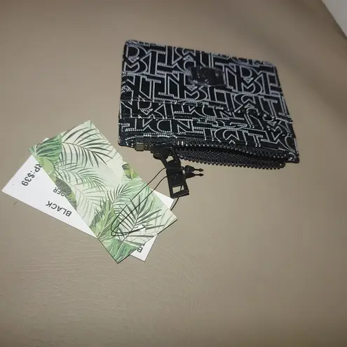 Badgley Mischka Black White Logo Monogram Mini Credit Card Holder Coin Wallet
