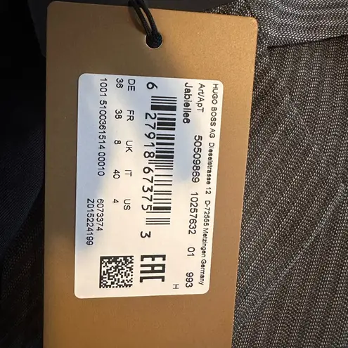 Hugo Boss Jabielle Pinstripe Wool Double Breasted Blazer Gray. Womens size 4