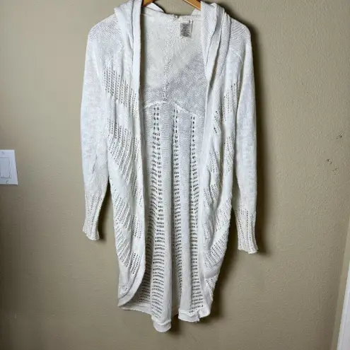 Anthropologie  Moth Open Weave Hooded Longline Cardigan Sweater - size Medium
