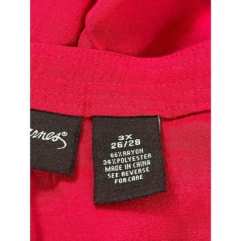 Maggie Barnes 3X 26/28 Pink Peasant Blouse Top Rayon Blend Boho Poet Sleeve