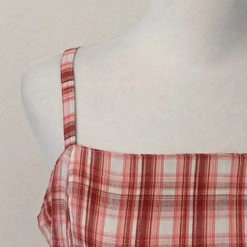 Arizona Jeans Arizona Y2K Pink Plaid Crop Top NWT Size Large Smocked Cropped Top