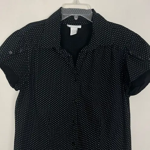 Dress Barn  Polka Dot Button Down Top Size Medium