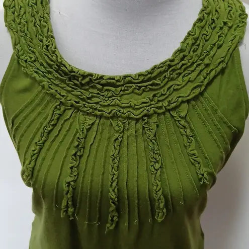 Outback Red OUT BACK RED green ruffle neck scrunch bottom top size medium