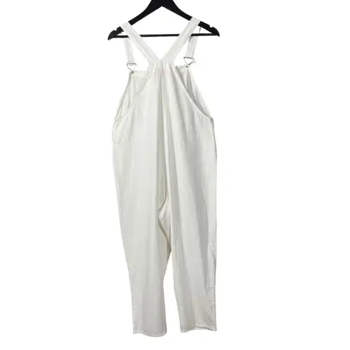 Stoney Clover Lane x Target Linen Blend Overalls Women's M White Pockets - Image 10