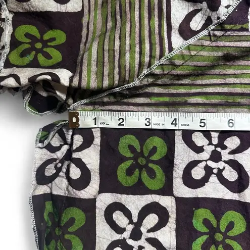 Handcrafted Hand Made Homemade Abstract Floral Hawaiian Style Short Sleeve Shirt Green Size L