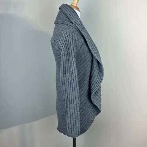 Garnet Hill Cardigan Sweater Small S/M Gray Open Front Ribbed Long Sleeve Knit