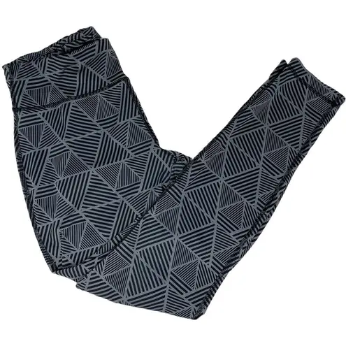 DANSKIN NOW Women's Black & Gray Geometric Fitted Leggings ~ SMALL