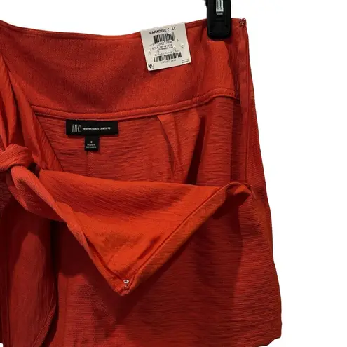 INC SZ 6 Shorts Tie-Front Side Zipper Lightweight Summer Fig Orange New
