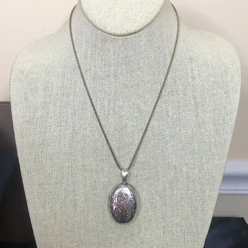 Engraved Locket on Sterling Silver Wheat Chain Necklace