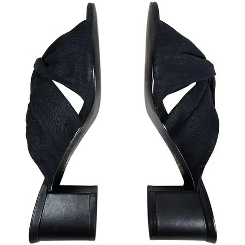 Rebecca Allen The Twist Slide Sandal in Black Linen 8 NIB