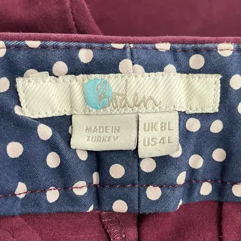 Boden Slim Straight Chino Pants in Maroon Women’s Preppy Casual Pant Size 4 Long