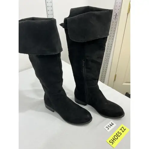 Womans Candies Cacal Size 7.5 M Black Knee Length Riding Boots Cuff