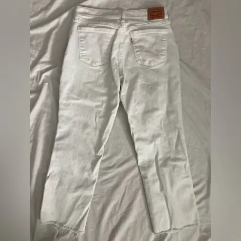 Levi's Levi’s 505 Straight Leg Cropped Mid Rise White Jeans Size 29