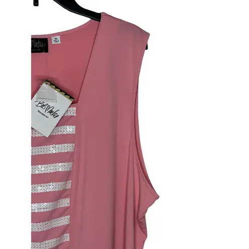 Bob Mackie Women's Top Wearable Art Sleeveless Square Neck Pink Plus Size 3X NWT