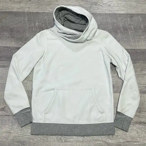 Lululemon Runaway White Fleece Hoodie Sweatshirt Womens M Heathered Herringbone