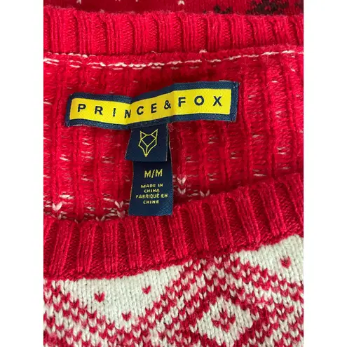 Prince & Fox Red Fair Isle Reindeer Christmas Sweater Medium