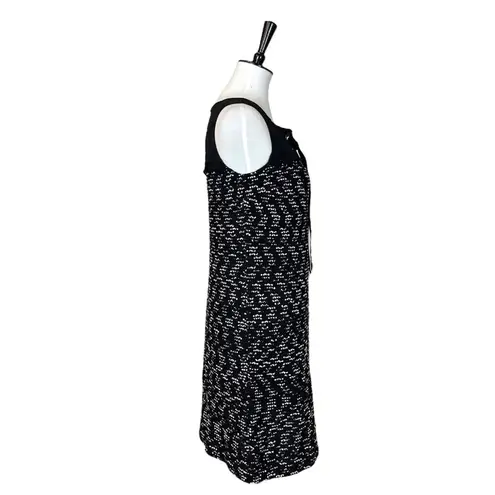 St. John Women’s Dress Shift Tweed Silk Ribbon Tie Sleeveless Black White Size 4