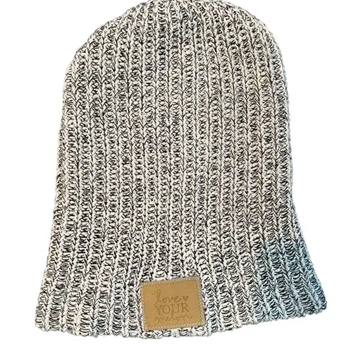 Love Your Melon  Knit  Winter Beanie/Hat One Size, 100% Cotton, Gray/White