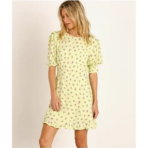 Faithfull the Brand Florence Mini Dress Luda Lime Floral Size Small NWT