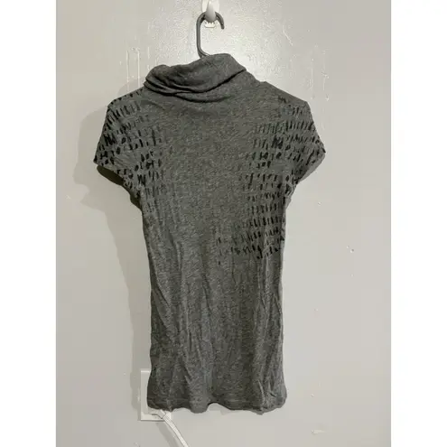 Theory  Cowl Neck Women's Grey Top with Leopard Print Size S