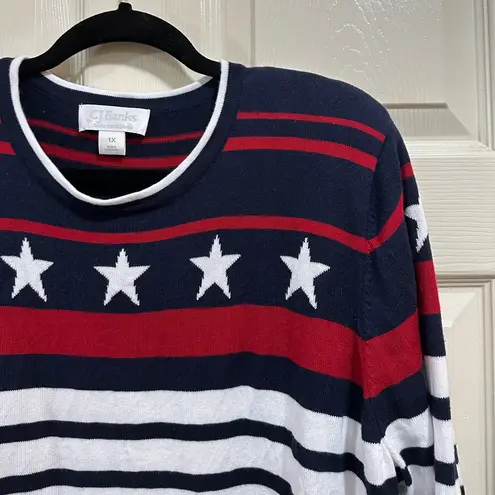 cj banks crew neck sweater red white and blue size 1X
