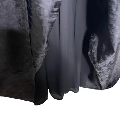 HILL HOUSE The Emily Nap Maxi Crushed Taffeta Long Cuffed Sleeve Smock Dress XL Black