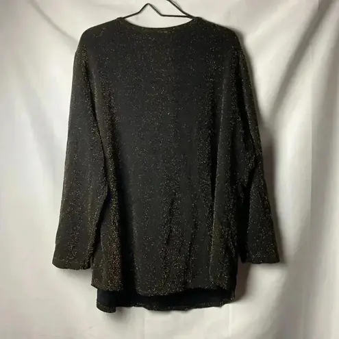 AVENUE WO SIZE 22/24 TUNIC TOP BLACK GOLD METALLIC NYLON SPANDEX BLEND CLEAN