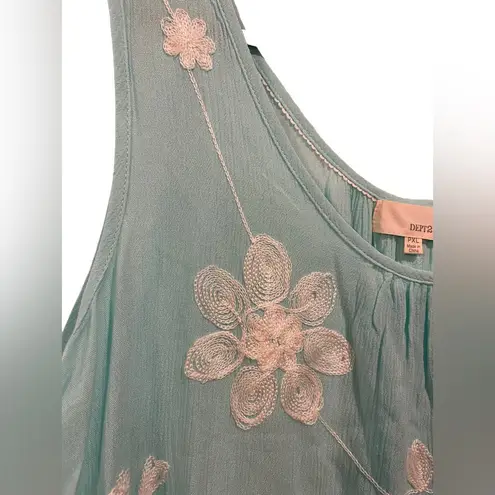 DEPT222 Blue White Hippie Coastal Beach Tropical Boho Floral Embroidered Blouse Size undefined