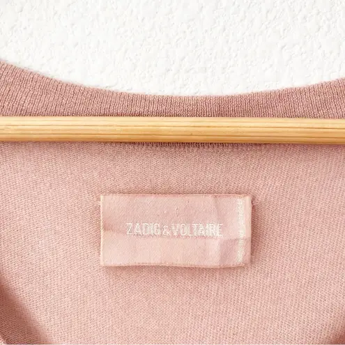 Zadig & Voltaire Brumy V-Neck Cashmere Sweater in Light Pink