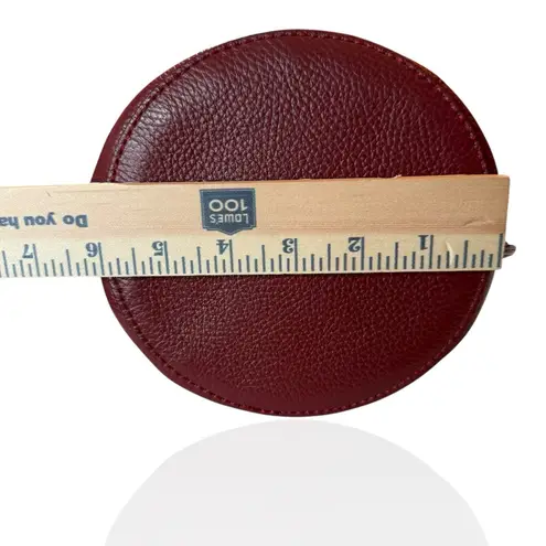 Anna Paola Burgundy Red Drawstring Pebbled Leather Mini Bucket Bag Italy Purse