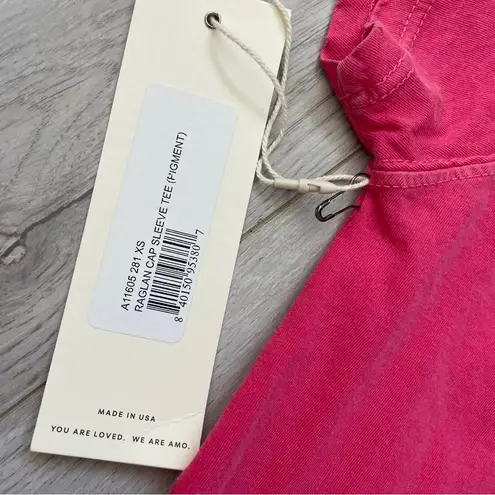 AMO Raglan Tee NWT cap sleeve distressed womens Pink (xsmall) casual bright Size XS