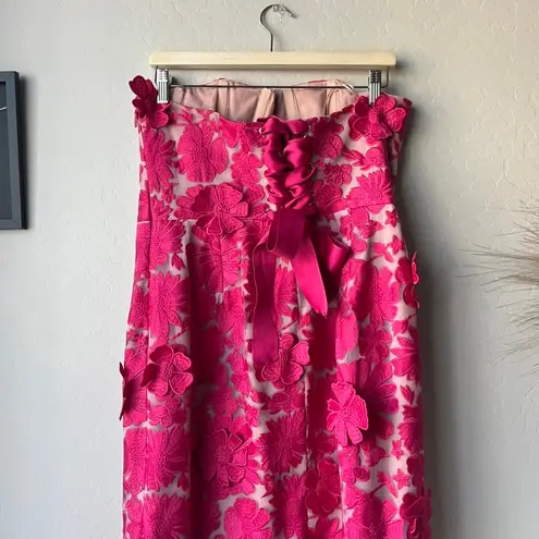 Helsi Embroidered Floral Pink Strapless Lace Up Corset Back Midi Gown Size XL - Image 8