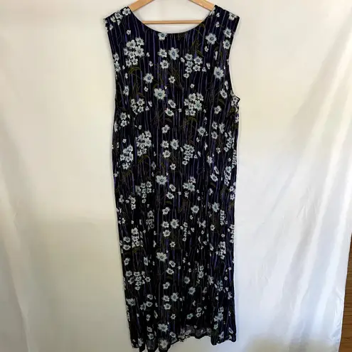 Jamie Brooke Woman blue white floral button down vintage maxi dress rayon 22W