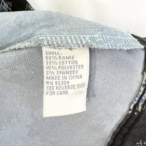 DG2 Diane Gilman Large Denim Jacket Ditsy Floral Jean Jacket Blue Black 1279