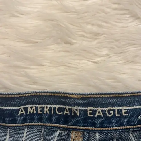 American Eagle Mom Jean high rise striped cotton denim jeans 12