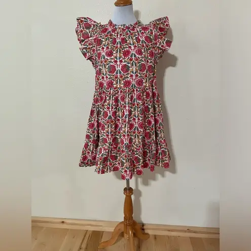 Caroline Constas New York Pink floral Strawberry mini shift swing dress NEW M Size M