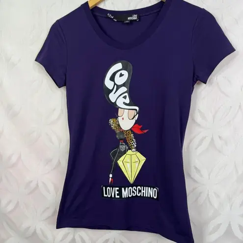 Moschino Love Diamond Lady Purple Short Sleeve Tee Size 4